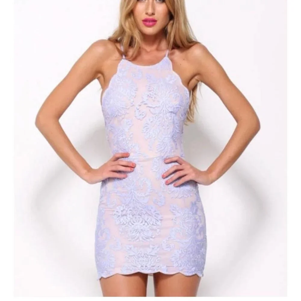 NWT - Hello Molly Bedroom Whispers Lace Mini Dress Size 8 Nude & Lavender - Picture 1 of 16